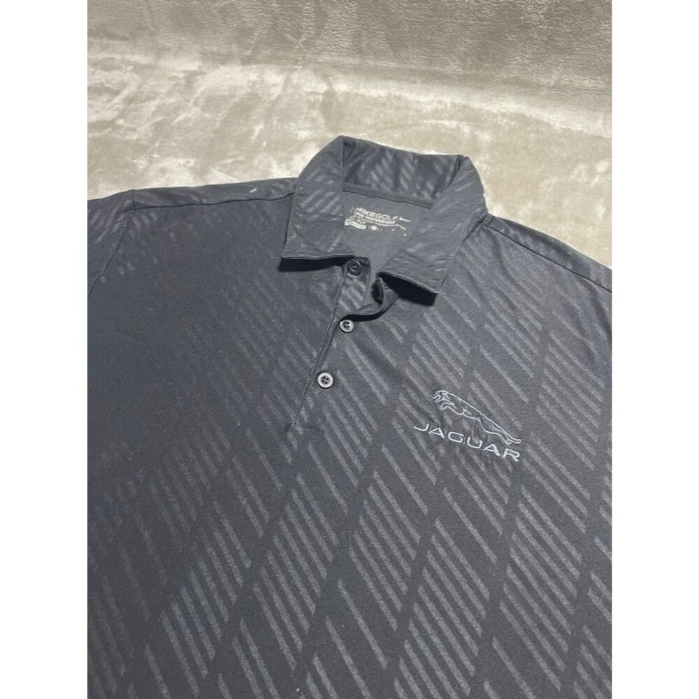 Nike Golf Jaguar Polo Shirt Men Large Black Performance Dri-Fit Embroidered